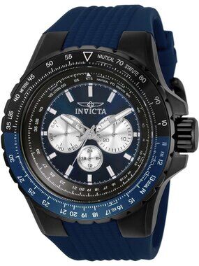 Men's Blue Rubber Band Solid Aviator Analog Quartz Swimming Luminous Round Watch